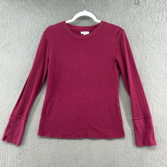Sundance Thermal Long Sleeve Top Magenta Velvet Cuff Detail Boho Size M - Picture 3 of 10